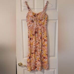 AUW Floral Midi Dress - Pink and Yellow Size M